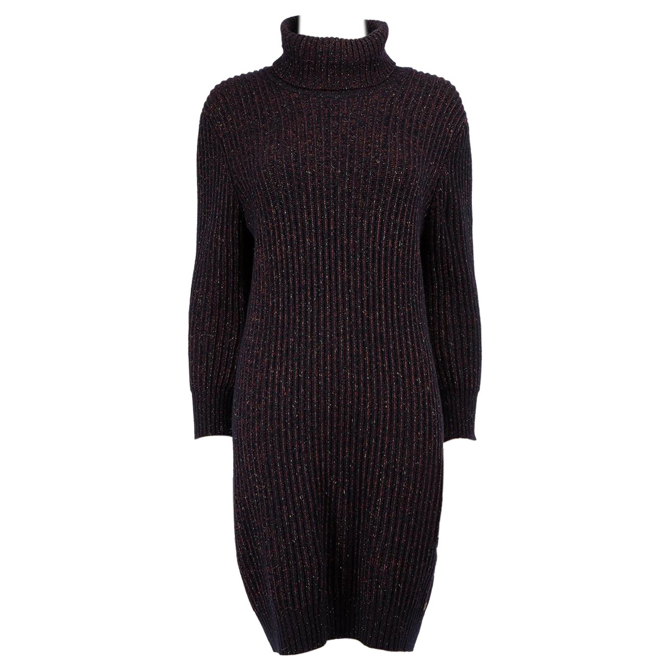 Chanel Navy Cashmere Knit Sweater Dress Size XXL For Sale