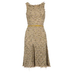 Prada Brown Tweed Woven Midi Dress Size XS