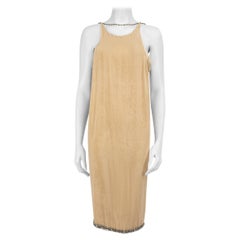 Bottega Veneta Beige Velvet Bead Strap Midi Gown Size M