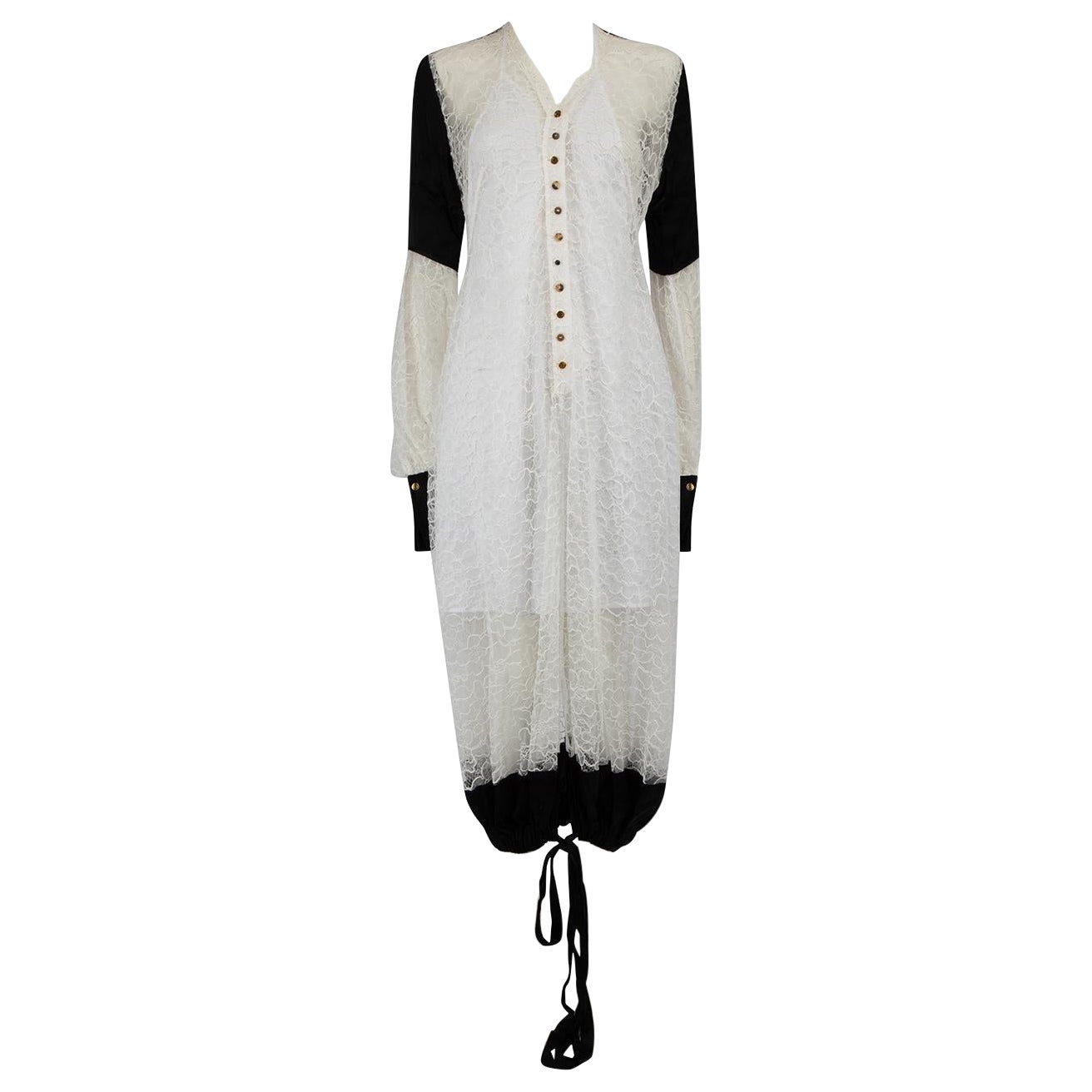 Loewe White Lace Layered Maxi Shirt Dress Size M For Sale
