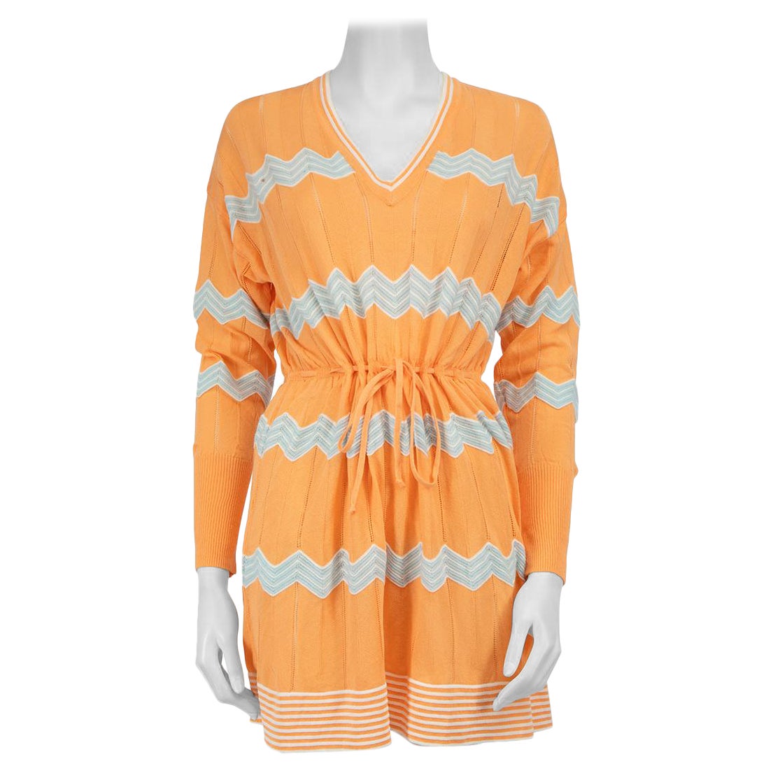 Missoni Orange Zigzag Pattern Dress Size XS For Sale