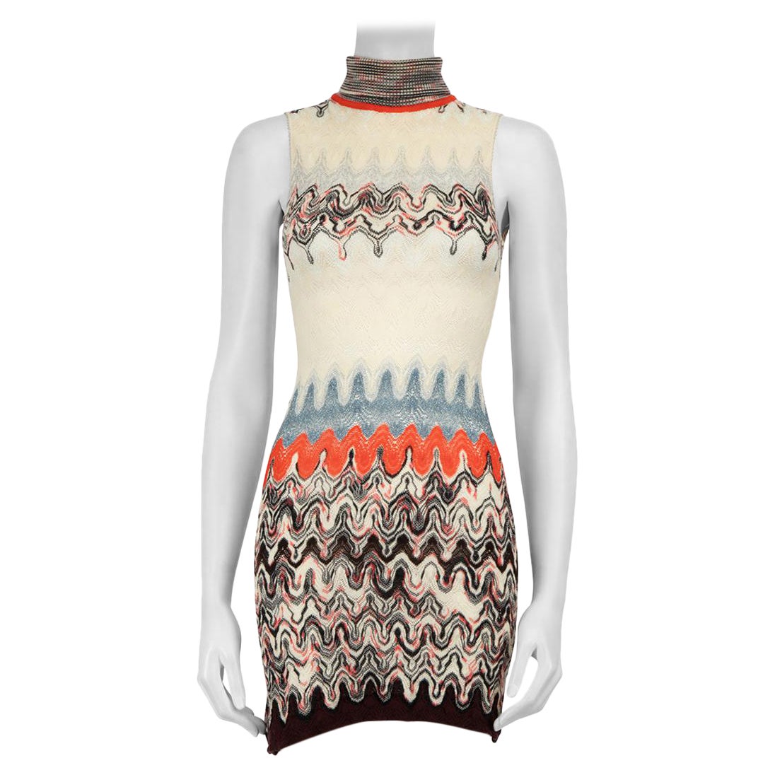 Missoni Abstract Turtleneck Sleeveless Knit Dress Size XXS For Sale