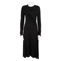 Used Jil Sander Black Drape Accent Midi Dress Size L