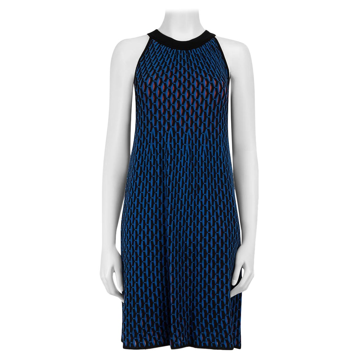 Missoni M Missoni Blue Abstract Pattern Knitted Mini Dress Size S For Sale