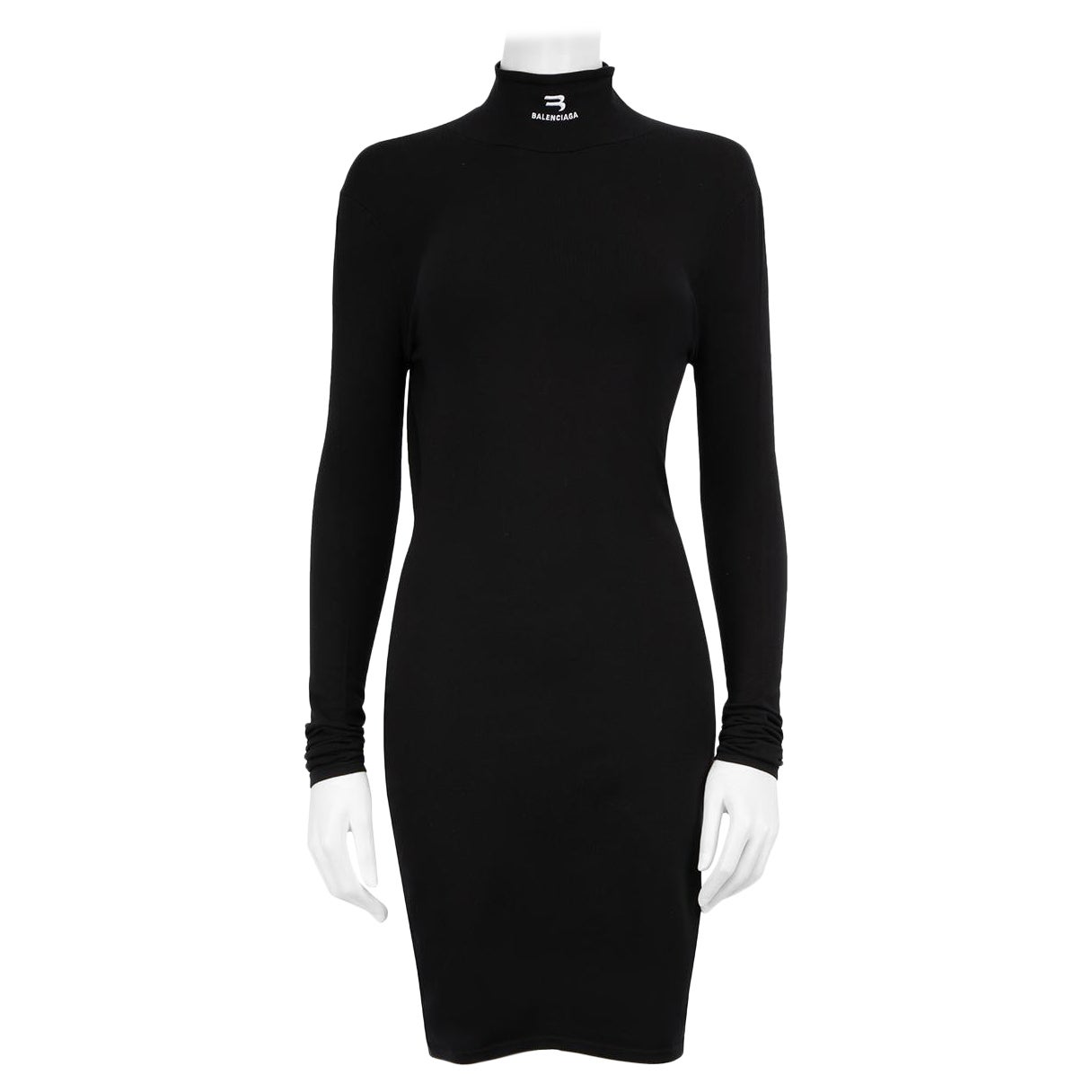 Balenciaga Black Backless Logo Mini Dress Size S For Sale