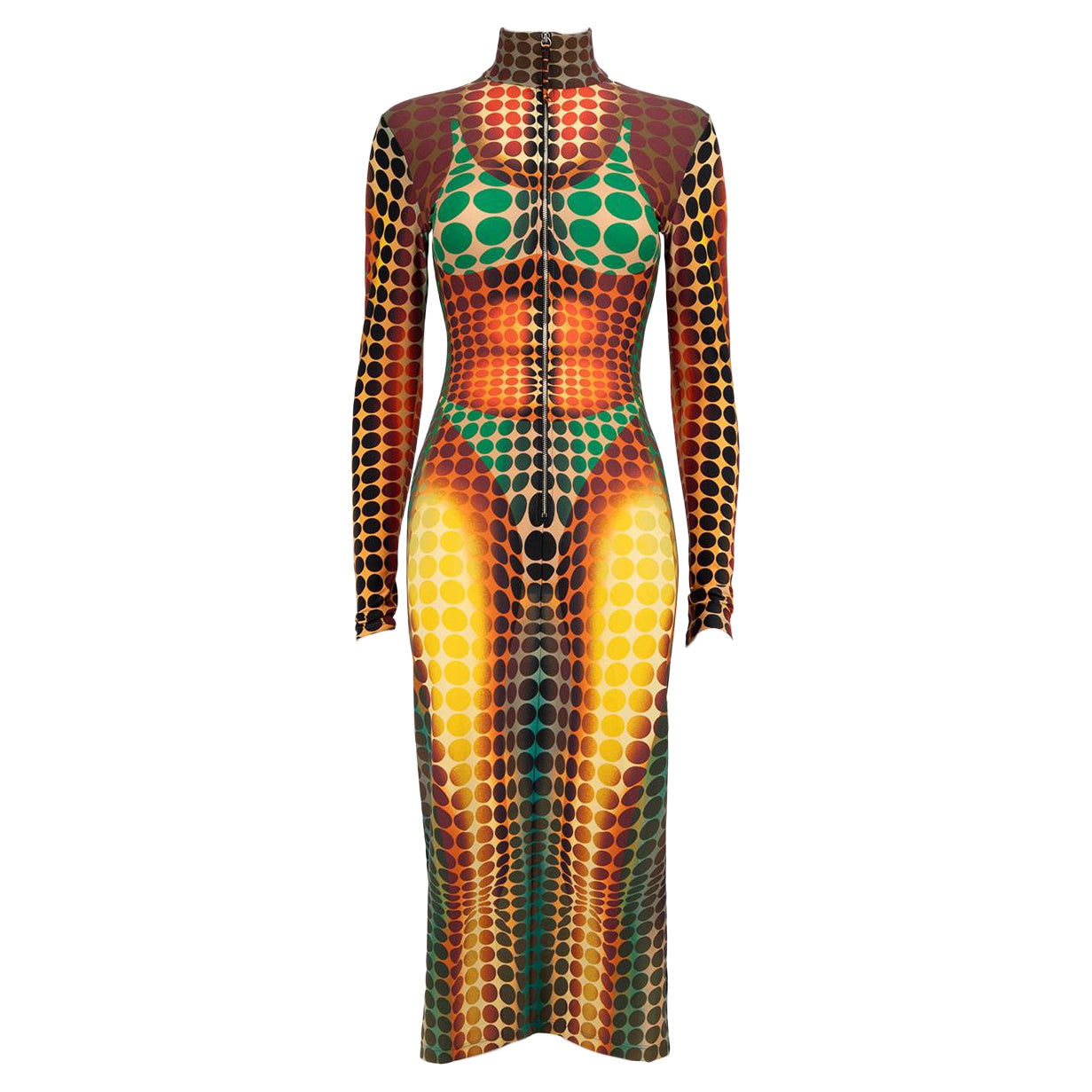 Jean Paul Gaultier The Brown Dots Print Dress Size S For Sale
