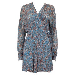 Iro Blue Abstract Long Sleeve Mini Dress Size L
