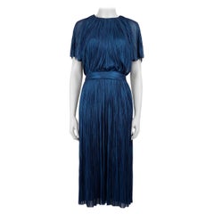 Maria Lucia Hohan Navy Silk Plisse Maxi Gown Size S