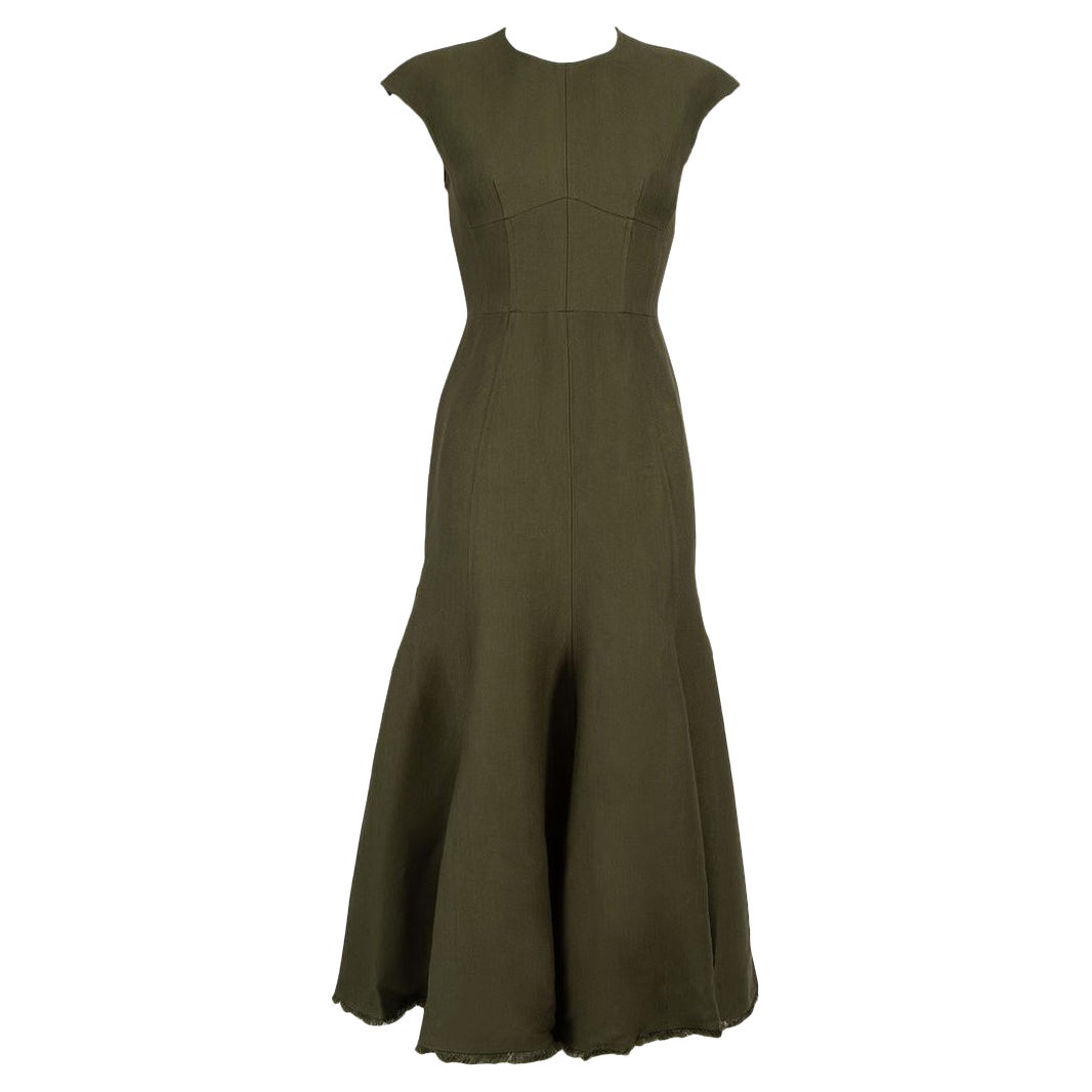 Gabriela Hearst Khaki Wool Crowther Maxi Dress Size XXS For Sale