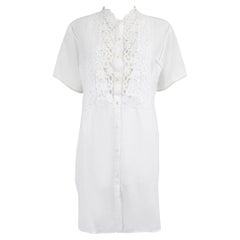 Ermanno Scervino White Linen Lace Panel Shirt Dress Size M