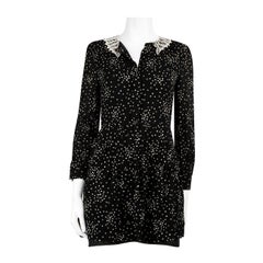 Saint Laurent Black Star Print Lace Collar Dress Size S