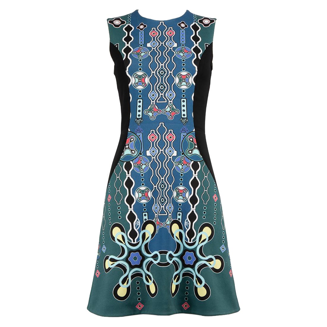 Abstraktes knielanges Kleid von Peter Pilotto in Blau, Größe S im Angebot