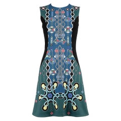 Peter Pilotto Blue Abstract Knee Length Dress Size S