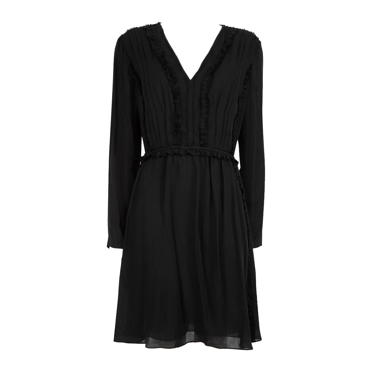 Jason Wu Black Silk Ruffle Trimmed Dress Size XXL For Sale