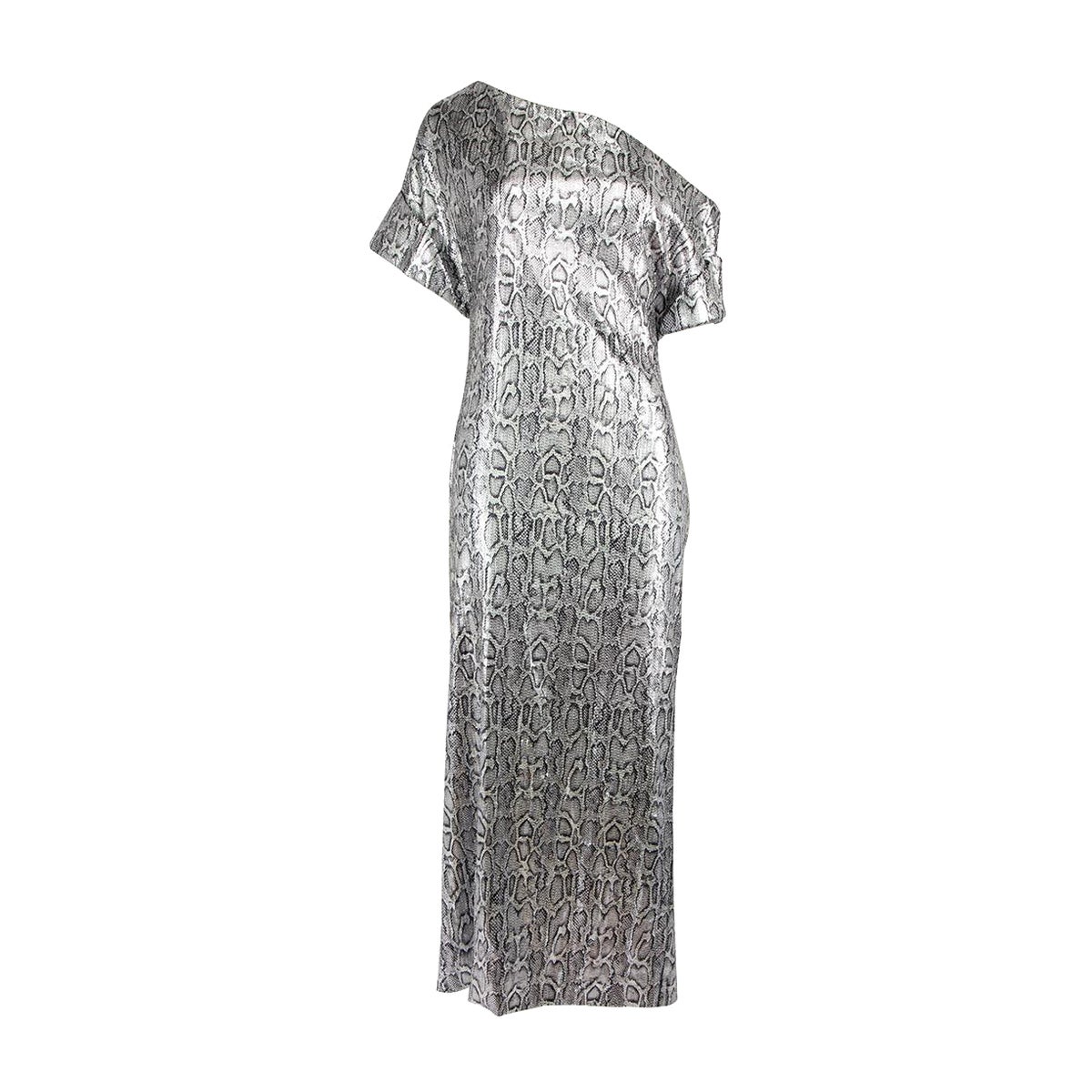 Christopher Kane Silver Snakeskin Sequin Midi Dress Size XL For Sale