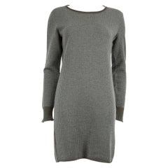 Used Loro Piana Grey Cashmere Houndstooth Mini Dress Size M