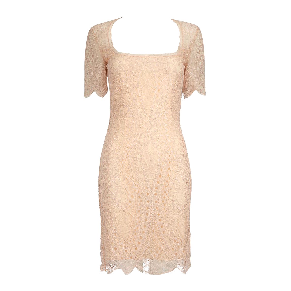 Emilio Pucci Pink Lace Round Neck Mini Dress Size XS For Sale