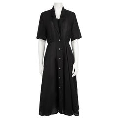 Max Mara Black Linen Midi Shirt Dress Size S