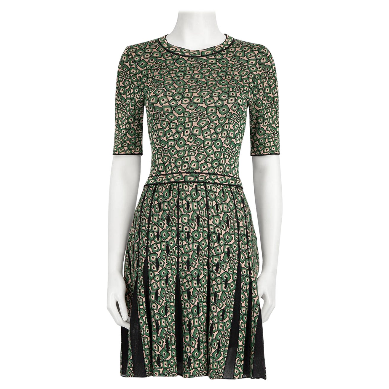 Missoni M Missoni Green Patterned Jacquard Knit Dress Size S For Sale