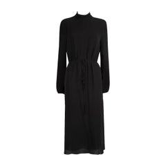 Theory Black Silk High Neck Midi Dress Size XXL