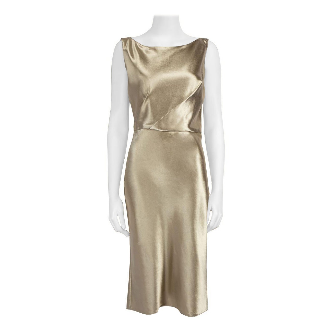 Nili Lotan Gold Wide Neck Midi Length Dress Size S For Sale