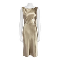 Nili Lotan Gold Wide Neck Midi Length Dress Size S