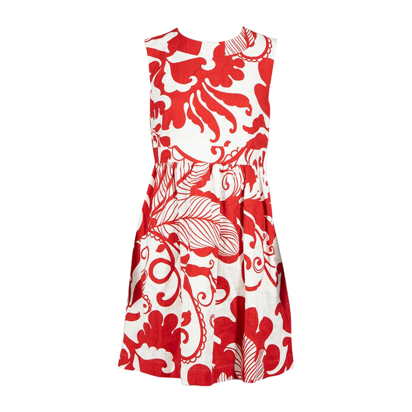 La DoubleJ Red Floral Print Gathered Mini Dress Size M For Sale