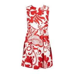 La DoubleJ Rotes gerafftes Minikleid mit Blumendruck Größe M