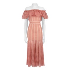 Alexander McQueen Pink Striped Knit Off-Shoulder Dress Size XS