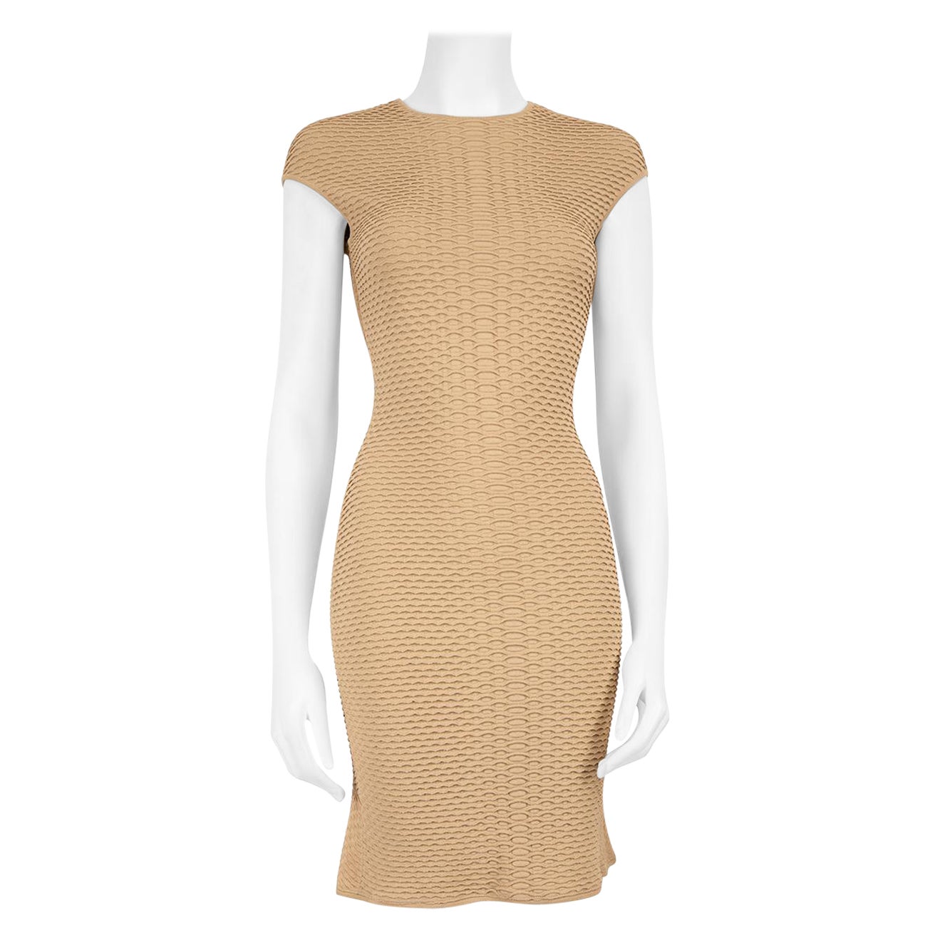 Alexander McQueen Beige Knit Sleeveless Mini Dress Size XS For Sale