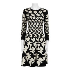 Used Alexander McQueen Black Knit Bird Print Dress Size M