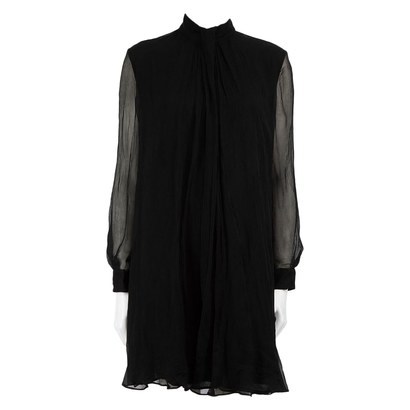 Alexander McQueen Black Silk Chiffon Dress Size M For Sale
