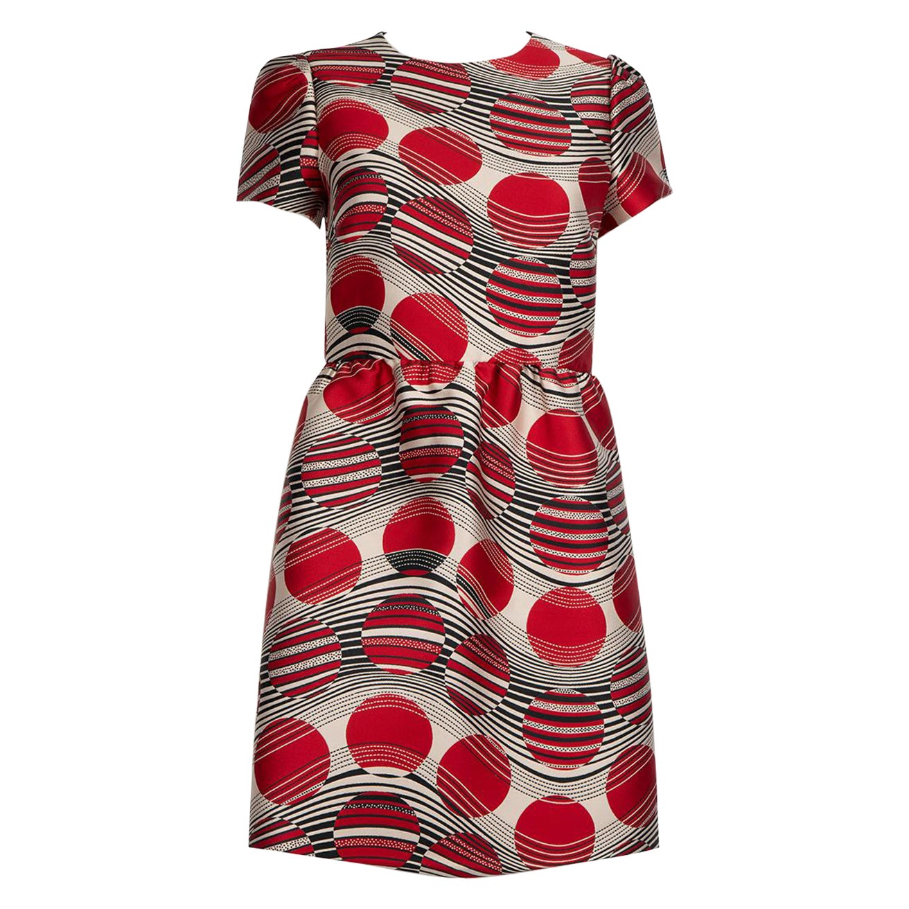 Valentino RED Valentino Red Spot Jacquard Mini Dress Size S For Sale