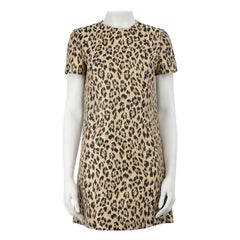 Valentino Beige Leopard Jacquard Mini Dress Size S