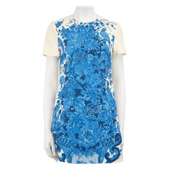 Valentino Blue Wool Bluegrace Bouquet Mini Dress Size S