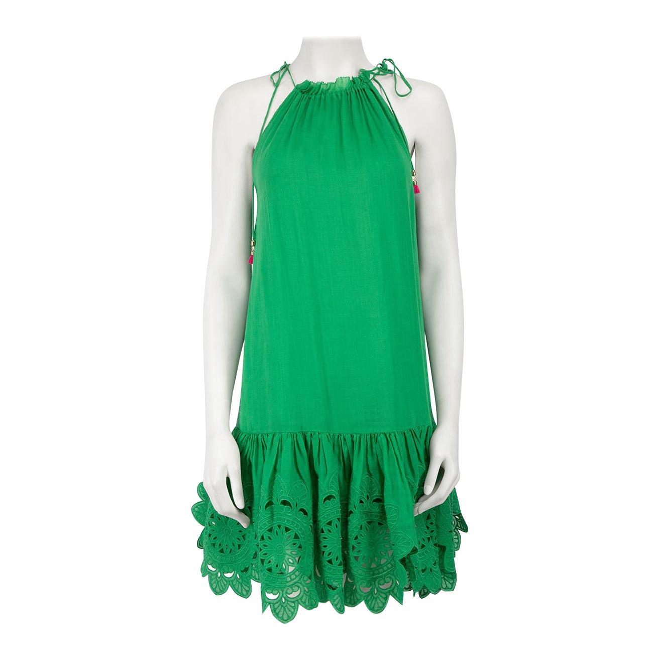 Zimmermann Green Ruffle Lace Sleeveless Dress Size S For Sale