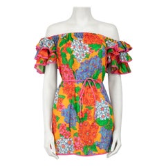 Zimmermann Floral Print Ruffle Sleeve Mini Dress Size XS