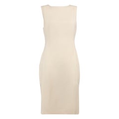 Used Versace Ecru Pocket Detail Sheath Dress Size S