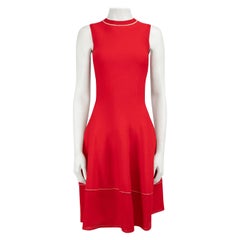 Victoria Beckham Red Knit Knee-Length Dress Size S