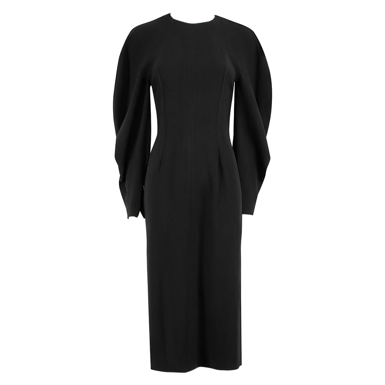 Victoria Beckham Black Full Zipped Midi Dress Size M For Sale