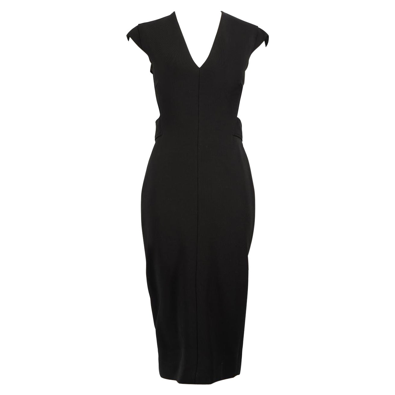 Victoria Beckham Black Open Back Midi Dress Size L For Sale