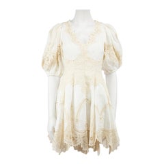 Zimmermann White Tiggy Lace Panel Mini Dress Size S