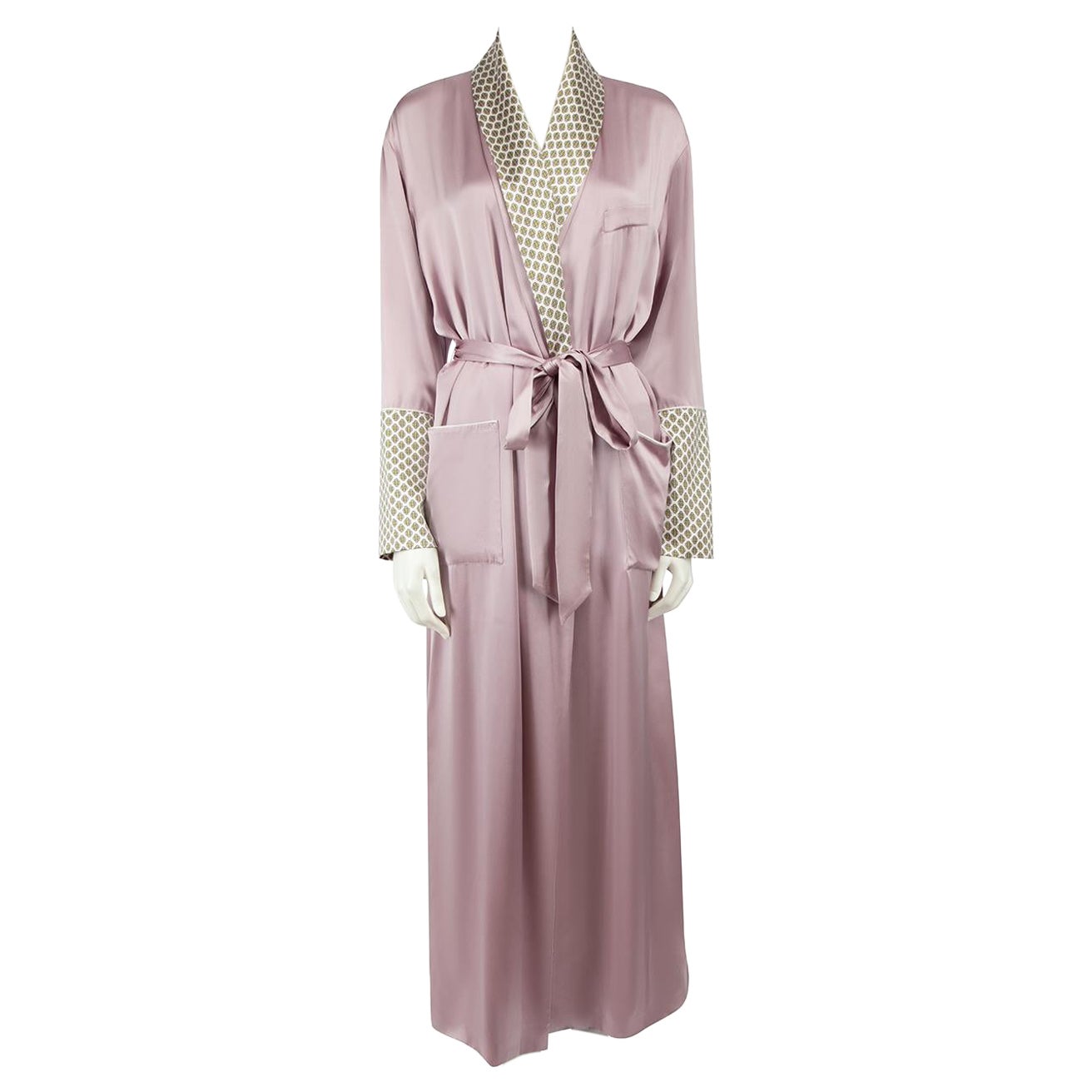 Olivia Von Halle Lilac Silk Dressing Gown Size L For Sale
