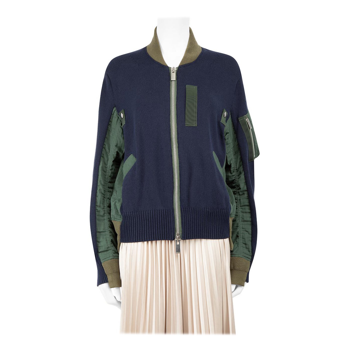 Sacai - Blouson bombardier en tricot à panneaux - Taille M en vente