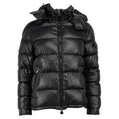 Used Moncler Black Hooded Quilt Puffer Down Jacket Size XS