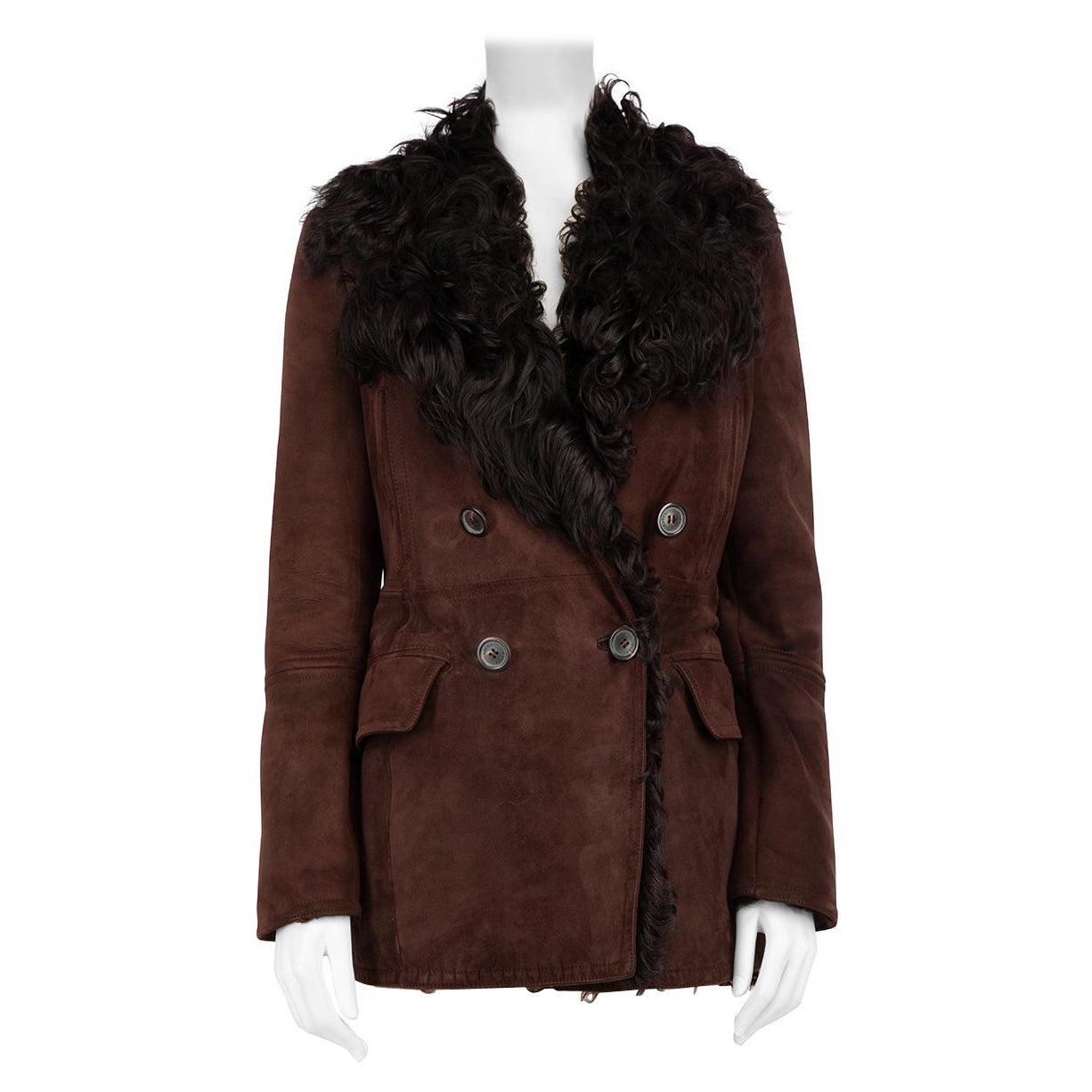 Gucci Brown Shearling Suede Oversized Jacket Size M