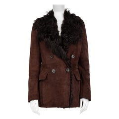Gucci Brown Shearling Suede Oversized Jacket Size M