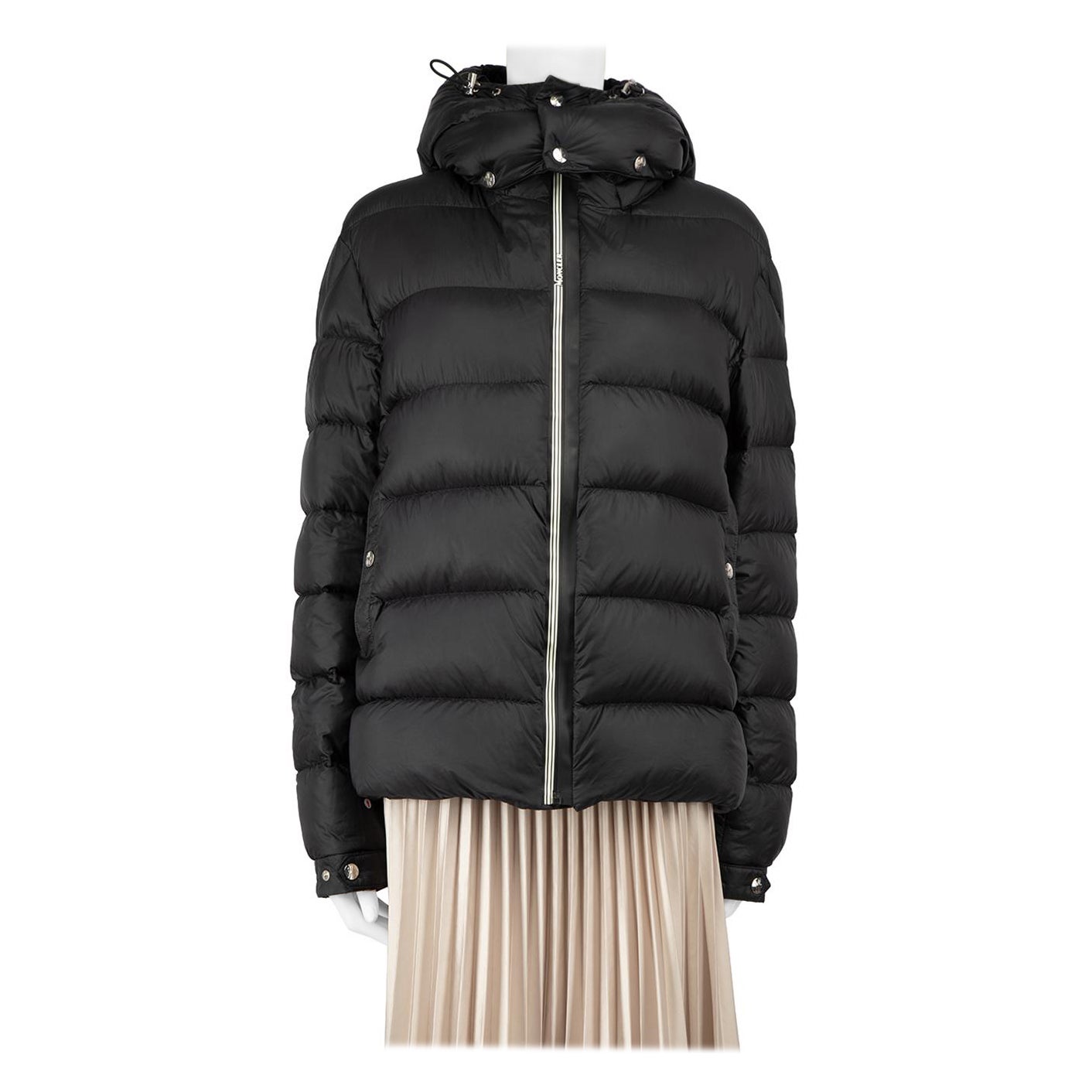 Moncler Black Puffer Quilted Down Jacket Size L For Sale