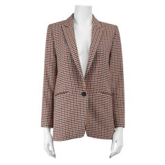 Sandro Checked Woven Single Breast Blazer Size S