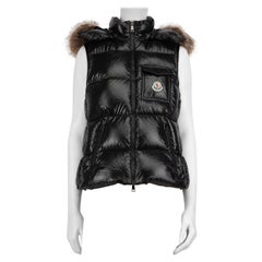 Moncler Black Balabio Faux Fur Quilted Puffer Vest Size M